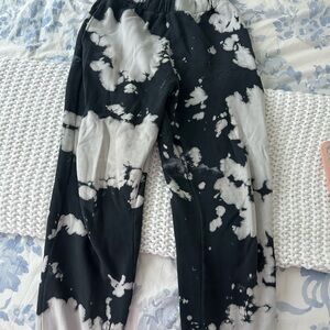 Zara Black and White Tie-Dye Joggers